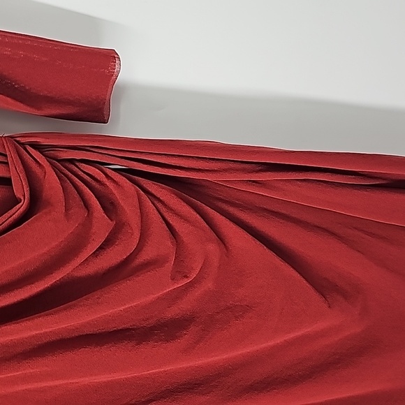 Sweet Pea Cinnamon Brown Mesh Vneck Bodycon Rusched Waist Faux Wrap Dress - Picture 6 of 10